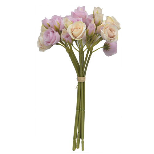 30cm Lilac / Cream Mini Rose and Rosebud Bundle Artificial Flowers