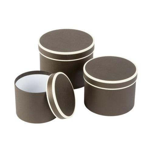 Set of 3 - Oasis Round Couture Black with Cream Piping Hat Box Boxes - Storage Florist Home Gift Decoration
