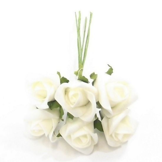 Ivory Colourfast Foam Rose - Bunch of 6 - Artificial Flower