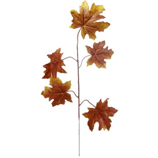 66cm - Bundle of 6 - Brown Yellow Maple Branch Green Foliage Greenery - Autumn