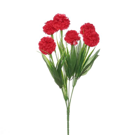 36cm Red Ball Mum Bush with Grass