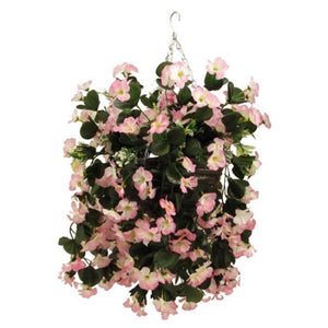 10" Nasturtium Hanging Basket Light Pink - Artificial Flower