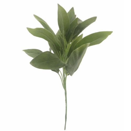 32cm Artificial Flocked Sage Leaf Pick Grey/Green Foliage
