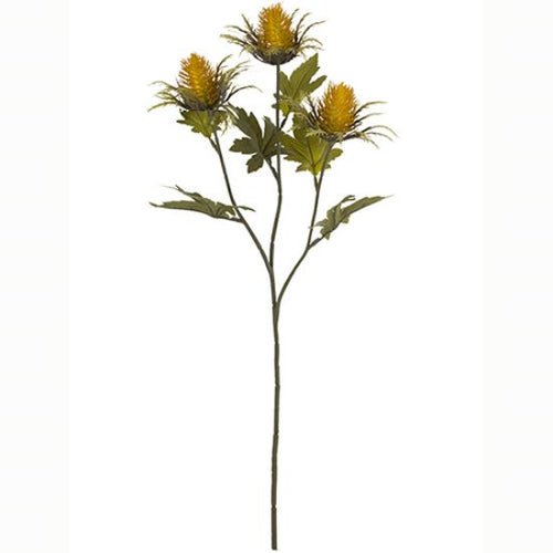 67cm Mustard / Yellow Teasel Spray - Artificial Single Stem