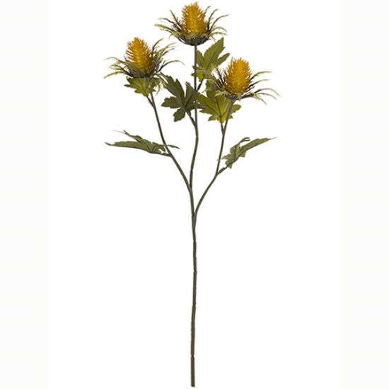 67cm Mustard / Yellow Teasel Spray - Artificial Single Stem