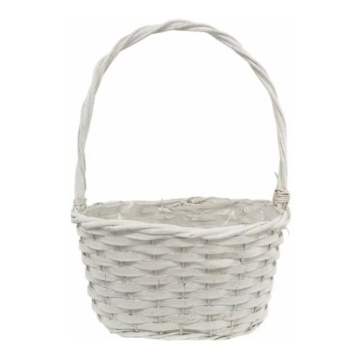 28cm White Oval Planting Basket Plastic Lined - Florists Flower Arrangement