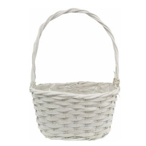 28cm White Oval Planting Basket Plastic Lined - Florists Flower Arrangement