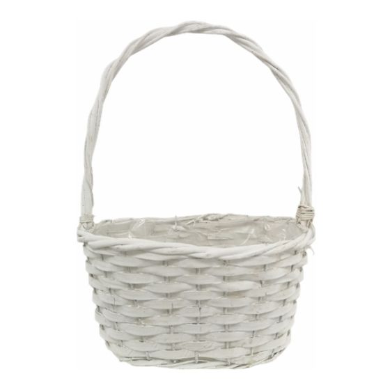 28cm White Oval Planting Basket Plastic Lined - Florists Flower Arrangement