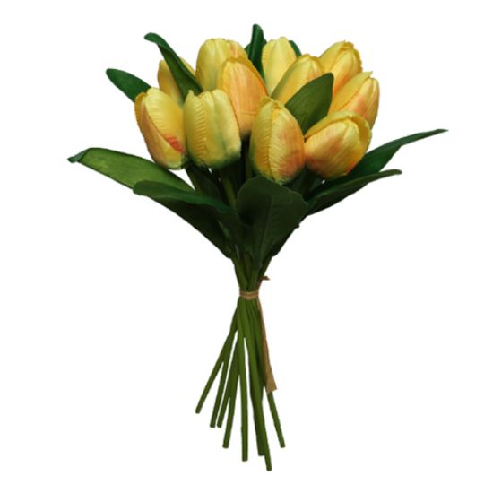 35cm Yellow Tulip Bundle - 12 Stems - Artificial Spring Bunch