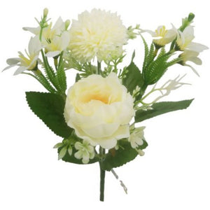 31cm Ivory Peony, Spikey Mum and Wild Lily Bush