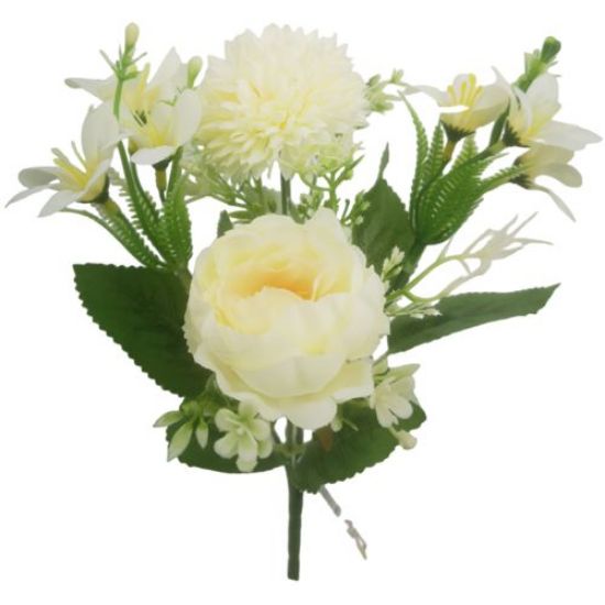 31cm Ivory Peony, Spikey Mum and Wild Lily Bush