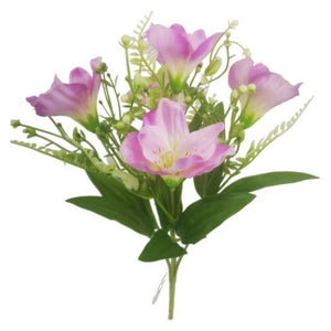 31cm Lilac Alstromeria and Fern Bush - Artificial Flower