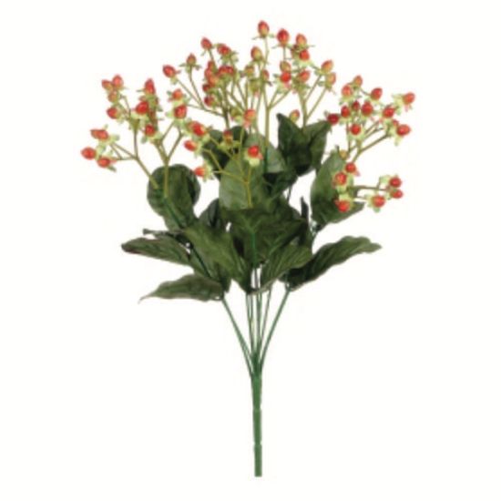 43cm Red/Orange Hypericum Berry Bush - Christmas Artificial