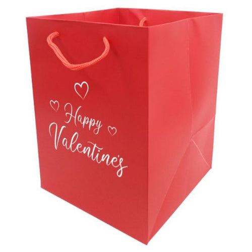 Pack of 10 - Red Happy Valentines Day Hand Tie Bags
