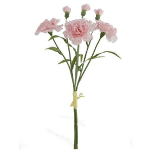 40cm Soft Pink Carnation Bundle with Raffis Tie (3 Stems)