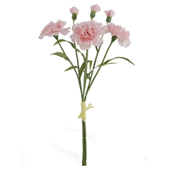 40cm Soft Pink Carnation Bundle with Raffis Tie (3 Stems)