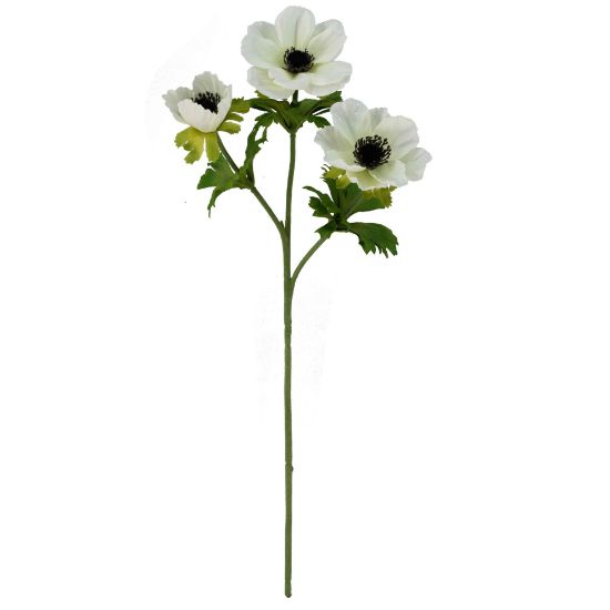 56cm Ivory Spray Anemone Artificial Flower Single Stem Titleys