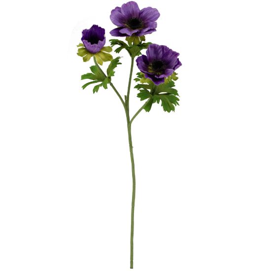 56cm Purple Spray Anemone - Artificial Flower - Single Stem