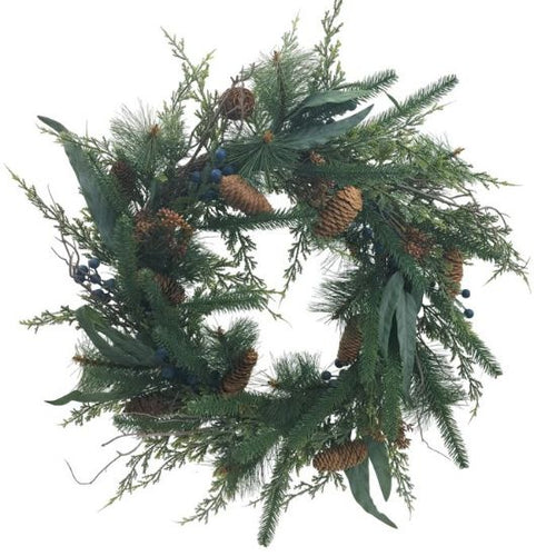 60cm Deluxe Christmas Wreath with Foliage Cones and Berries
