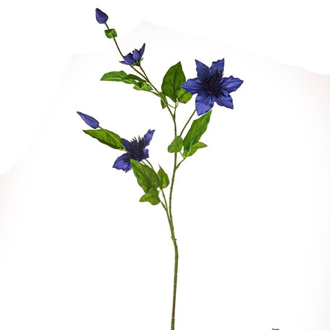 79cm Dark Blue Clematis Single Stem - Artificial Flower