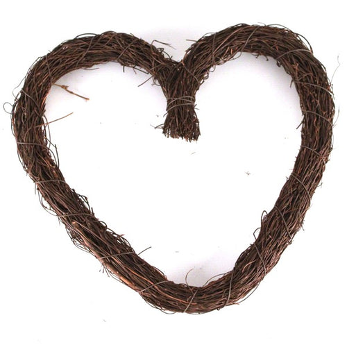 Full Box of 12 - 35cm x 34cm Natural Rattan Grape Vine Wicker Heart