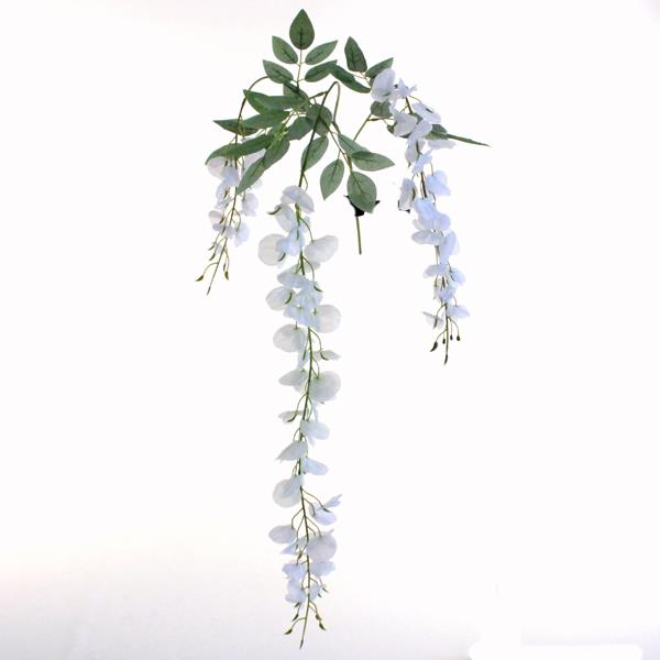 105cm White Trailing Wisteria Spray - Artificial Single Stem