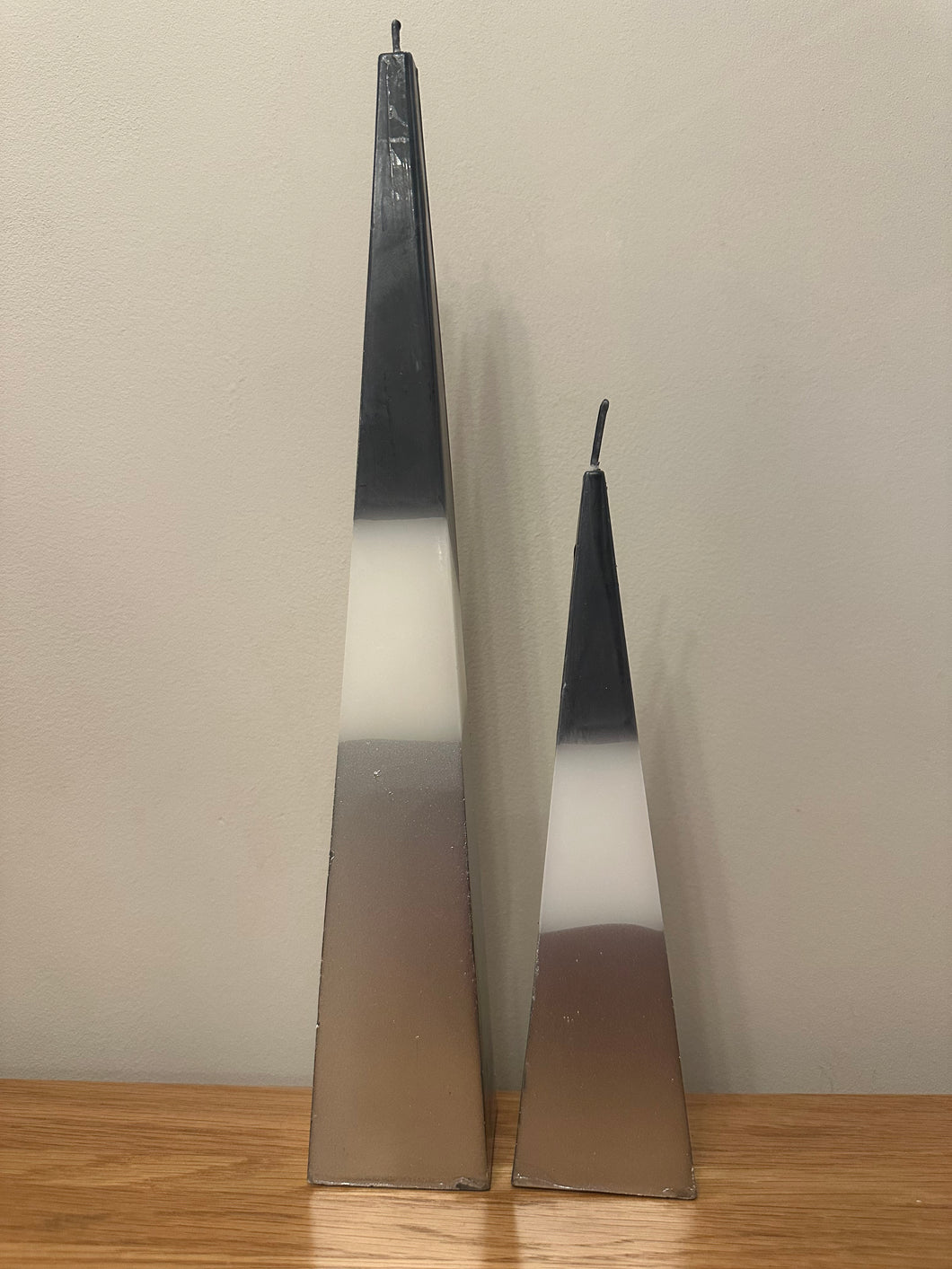 FLASH SALE PRODUCT - Navy, White and Silver Pyramid Candle