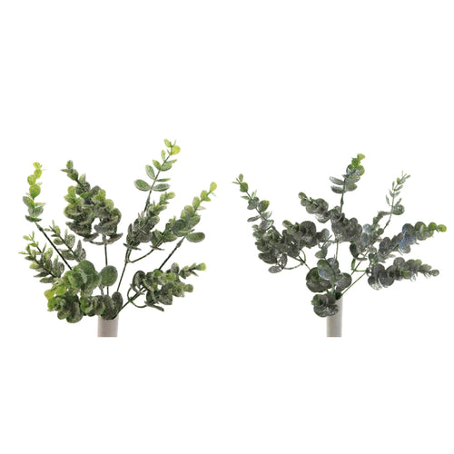 48 x 36cm Plastic Eucalyptus Bunch - Mixed Silver Frosted - Full Box