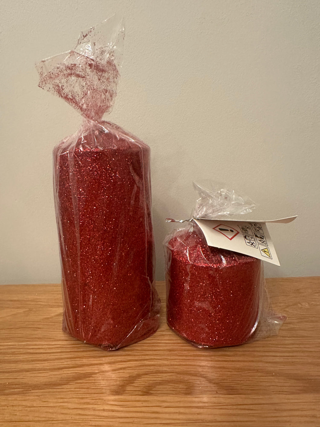 FLASH SALE PRODUCT - Red Glitter Pillar Candle