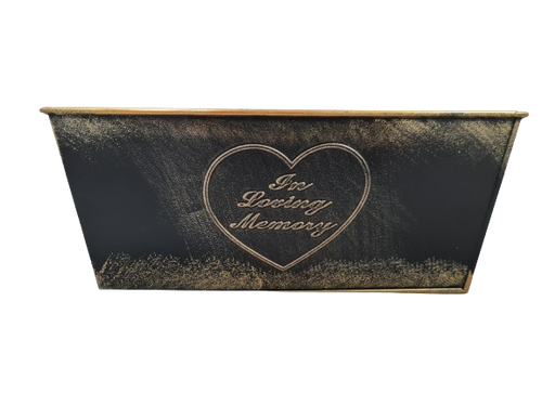 Rectangle In Loving Memory - Memorial Zinc Metal Pot Container