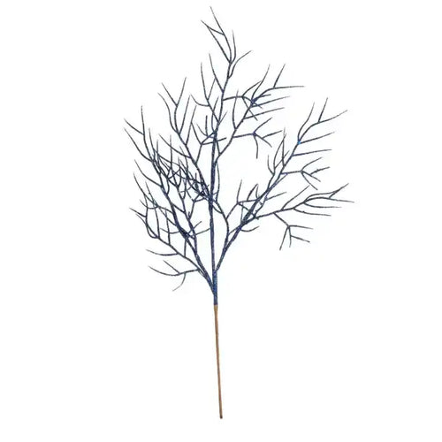 65cm Royal Blue Glitter Twig Branch - Christmas Xmas Artificial Greenery