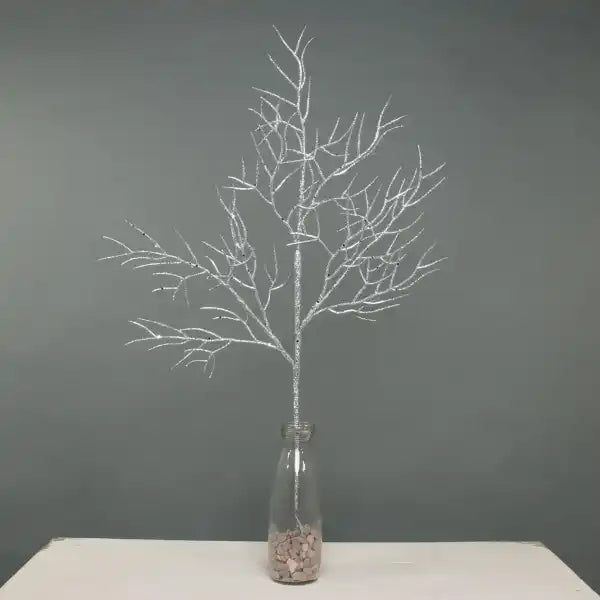 65cm Silver Glitter Twig Branch - Christmas Xmas Artificial Greenery (XB29)
