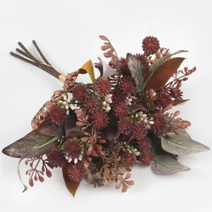 40cm Burgundy Deluxe Autumnal Dried Look Thistle Bouquet Bunch