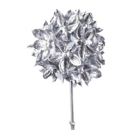65cm Large Silver Metallic Flowering Onion Single Stem - Christmas Xmas Artificial (XB2)