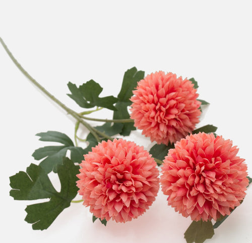 66cm Coral Chrysanthemum Single Stem -  Artificial Flower