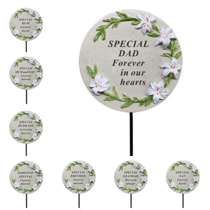 Memorial Cream Lily Flower Stick Stake Pick Plaque Tribute Graveside Ornament