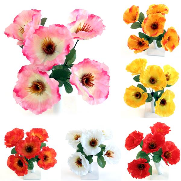48 X Poppy Bunch - Assorted Colours - Full Box