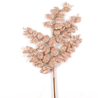 68cm Rose Gold Artificial Glittered Leaf Branch Spray - Christmas Decoration Xmas (XB2)