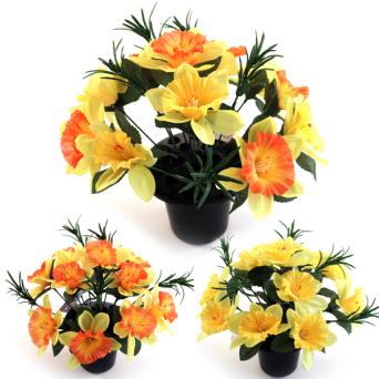 Daffodil and Foliage Memorial Grave Pot