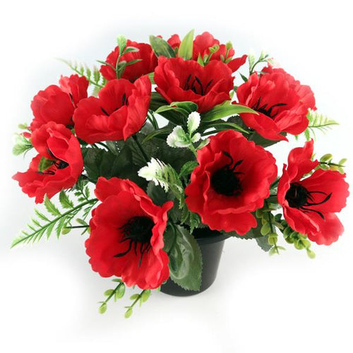 Red Poppy - Large Rose Memorial Grave Pot
