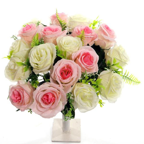 40cm Large Pale Pink / Ivory Rosebud Bunch - 18 Heads