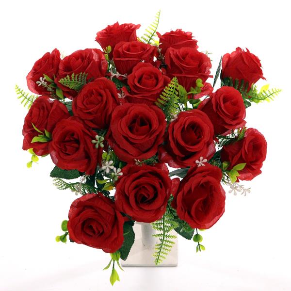 40cm Large Red Rosebud Bunch - 18 Heads