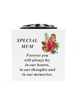 Load image into Gallery viewer, White Plastic Robin Memorial Rose Bowl Flower Vase Grave Plaque Tribute Ornament