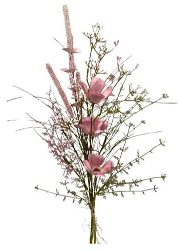 6 X 65cm Deluxe Pale Pink Artificial Flower Bunches with Foliage - Full Box