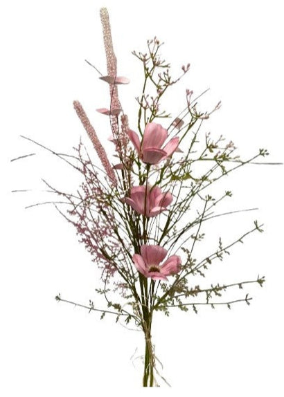 6 X 65cm Deluxe Pale Pink Artificial Flower Bunches with Foliage - Full Box