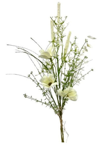 6 X 65cm Deluxe White Artificial Flower Bunches with Foliage - Full Box