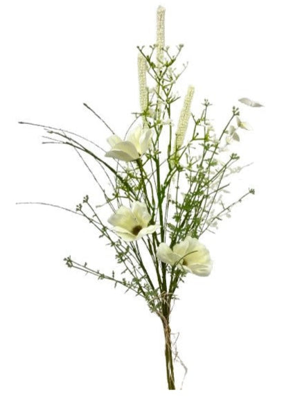 6 X 65cm Deluxe White Artificial Flower Bunches with Foliage - Full Box