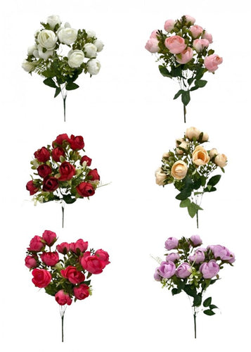 24 X 31cm Rose Bud Bunch - Assorted Colours - Full Box