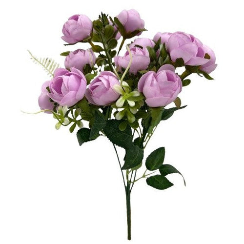 31cm Lilac Rose Bud Bunch with Foliage