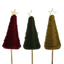 Load image into Gallery viewer, 12 x 50cm Large Wool Tree with Star Picks - Burgundy Green Gold